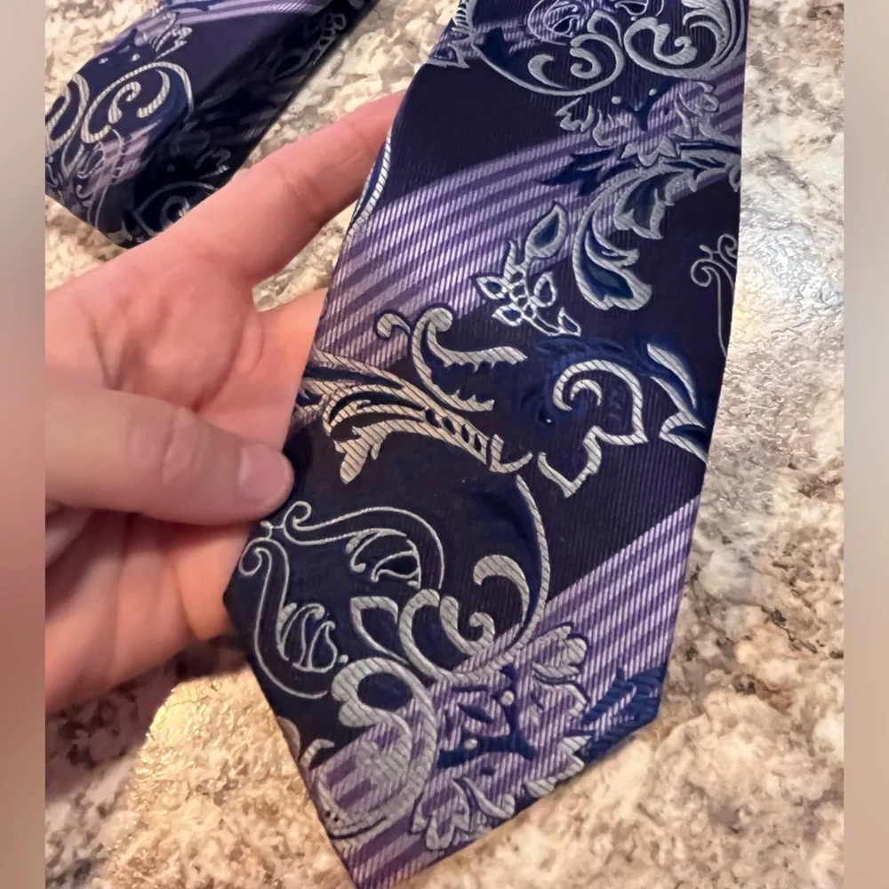 Stacy Adams tie men’s purple Paisley print patterned NWT work office formal